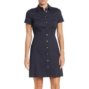 Theory Linen Blend Short Sleeve Mini Shirt Dress 4